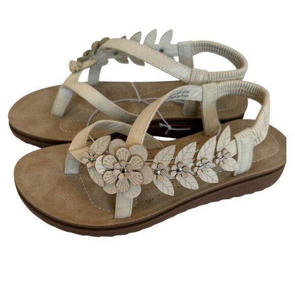 Andiamo NWOB AJudy Women’s Sz 7M Beige Floral Sandals – Comfort Slingback Wedge - Picture 2 of 8